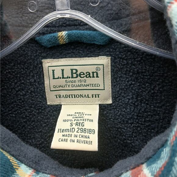L.L. Bean Traditional Fit Fleece-Lined Flannel Plaid Shirt Jacket Shacket Small - Picture 3 of 8
